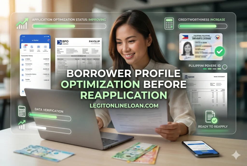 Borrower correcting profile information and preparing for loan reapplication with verified documents and stable contact details