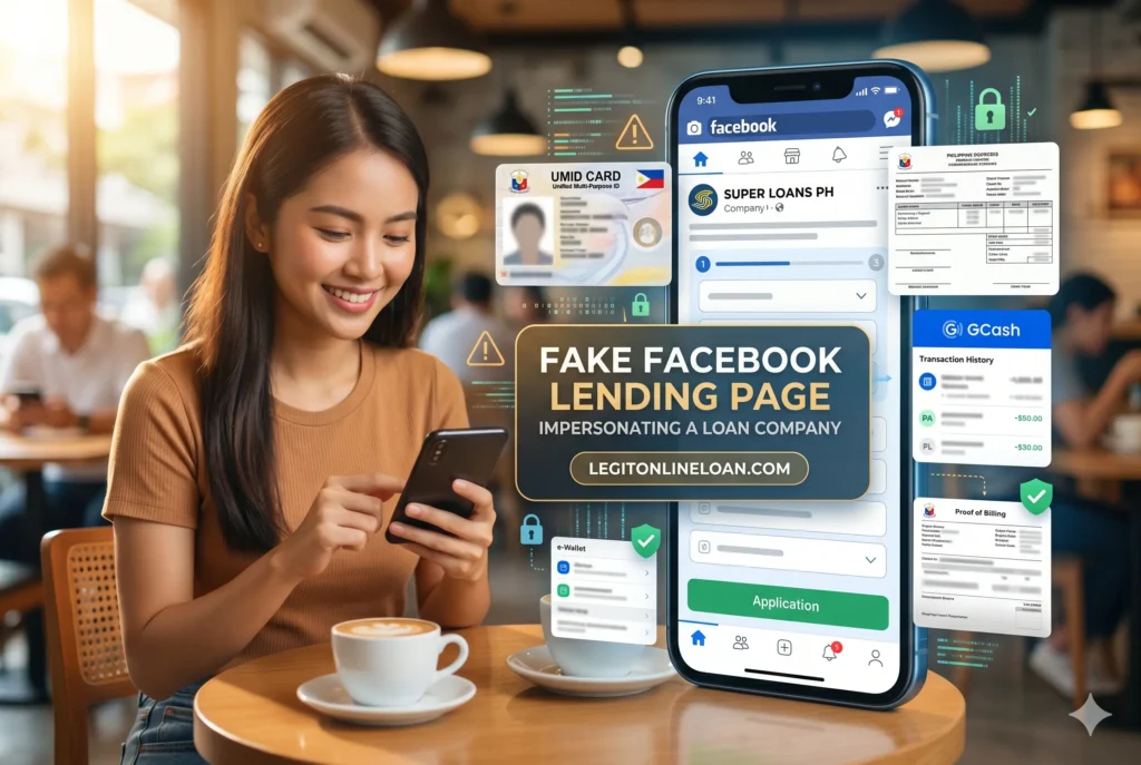 Suspicious Facebook loan advertisement requesting personal information from borrowers